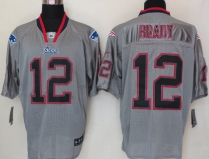 Nike New England Patriots #12 Tom Brady Lights Out Gray Elite Jersey 