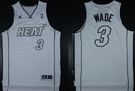 Miami Heat #3 Dwyane Wade Revolution 30 Swingman White Big Color Jersey 