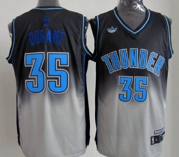 Oklahoma City Thunder #35 Kevin Durant Black/Gray Fadeaway Fashion Jersey 