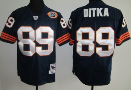 Chicago Bears #89 Mike Ditka Blue Throwback With Bear Patch Jersey 