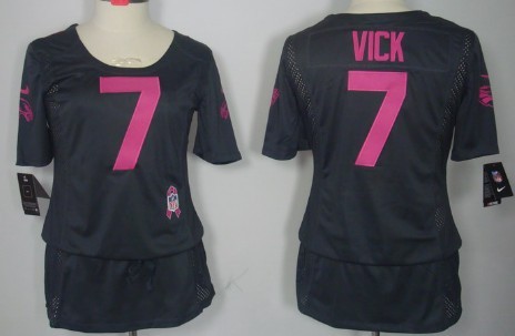 Nike Philadelphia Eagles #7 Michael Vick Breast Cancer Awareness Gray Womens Jersey