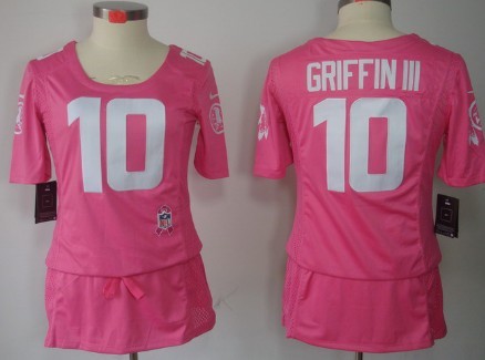 Nike Washington Redskins #10 Robert Griffin III Breast Cancer Awareness Gray Womens Jersey 