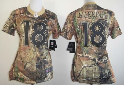 Nike Denver Broncos #18 Peyton Manning Realtree Camo Womens Jersey 