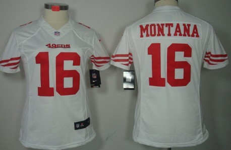 Nike San Francisco 49ers #16 Joe Montana White Limited Womens Jersey 