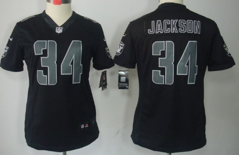 Nike Oakland Raiders #34 Bo Jackson Black Impact Limited Womens Jersey 