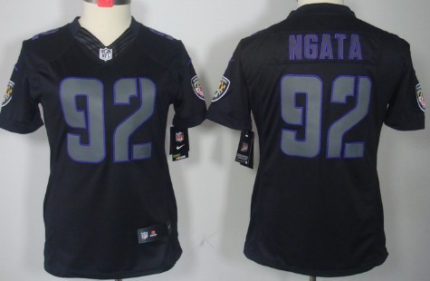 Nike Baltimore Ravens #92 Haloti Ngata Black Impact Limited Womens Jersey 