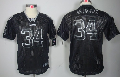 Nike Oakland Raiders #34 Bo Jackson Lights Out Black Kids Jersey 