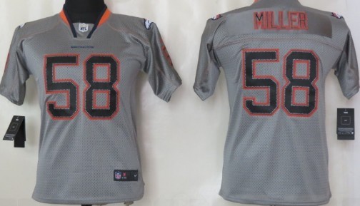 Nike Denver Broncos #58 Von Miller Lights Out Gray Kids Jersey 