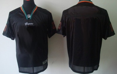 Men's Nike Miami Dolphins Customized Lights Out Black Elite Jersey