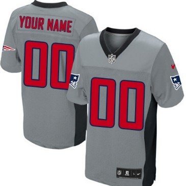 Men's Nike New England Patriots Customized Gray Shadow Elite Jersey