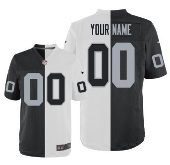 Men's Nike Oakland Raiders Customized Black/White Two Tone Elite Jersey