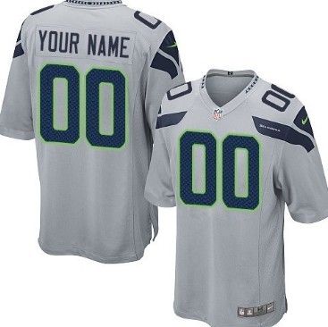 Kids' Nike Seattle Seahawks Customized Gray Game Jersey 