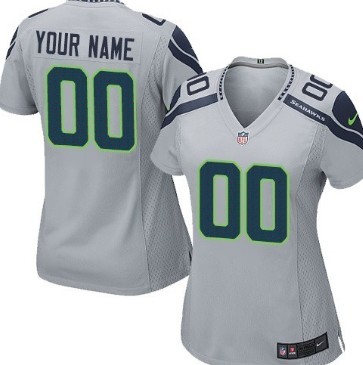 Women's Nike Seattle Seahawks Customized Gray Game Jersey 