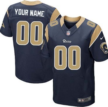 Men's Nike St. Louis Rams Customized Navy Blue Elite Jersey 