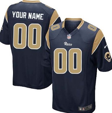 Men's Nike St. Louis Rams Customized Navy Blue Game Jersey