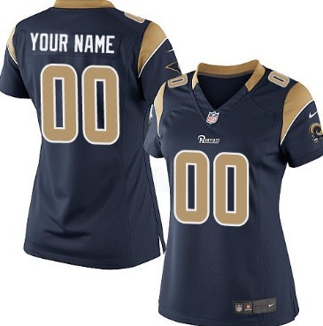 Women's Nike St. Louis Rams Customized Navy Blue Game Jersey 