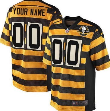 Men's Nike Pittsburgh Steelers Customized Yellow With Black Throwback 80TH Jersey 