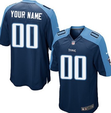 Men's Nike Tennessee Titans Customized Navy Blue Game Jersey 