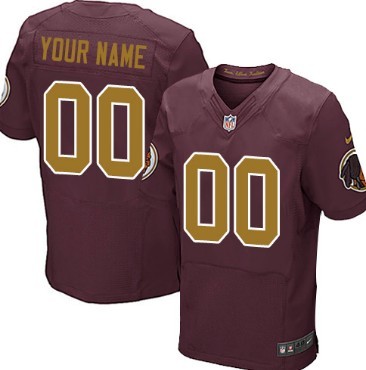 Men's Nike Washington Redskins Customized Red With Gold Elite Jersey 