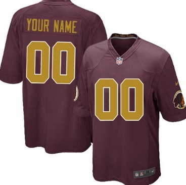 Men's Nike Washington Redskins Customized Red With Gold Game Jersey 