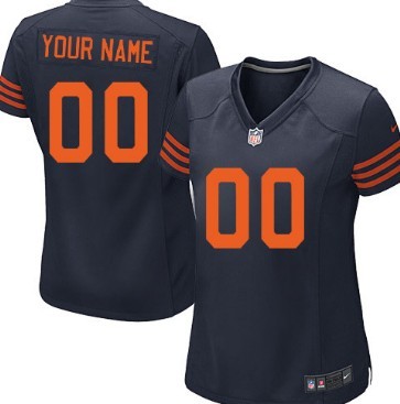 Women's Nike Chicago Bears Customized Blue With Orange Game Jersey 