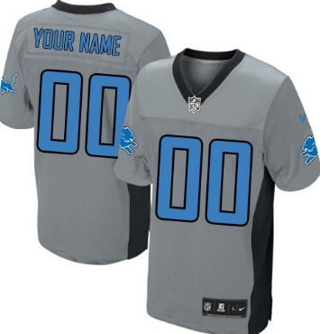 Men's Nike Detroit Lions Customized Gray Shadow Elite Jersey