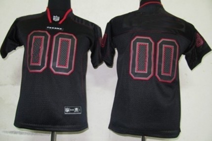 Kids' Nike Houston Texans Customized Lights Out Black Elite Jersey 