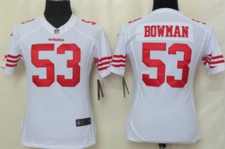 Nike San Francisco 49ers #53 Navorro Bowman White Game Womens Jersey 