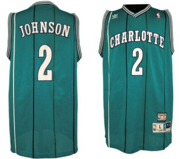 Charlotte Hornets #2 Larry Johnson Green Swingman Throwback Jersey 