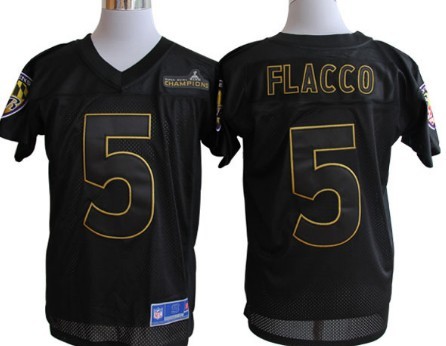 Nike Baltimore Ravens #5 Joe Flacco Super Bowl XLVII Champions Black Elite Jersey