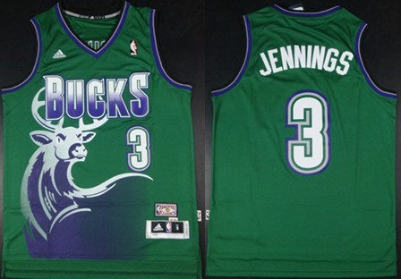 Milwaukee Bucks #3 Brandon Jennings ABA Hardwood Classics Swingman Green Jersey 