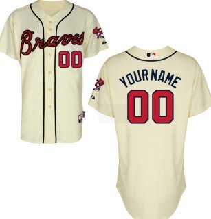 Kids' Atlanta Braves Customized Cream Jersey 