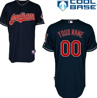 Kids' Cleveland Indians Customized Navy Blue Jersey 