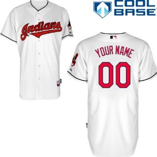 Kids' Cleveland Indians Customized White Jersey