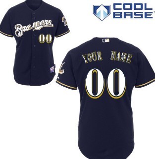 Kids' Milwaukee Brewers Customized Navy Blue Jersey