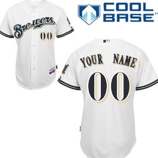 Kids' Milwaukee Brewers Customized White Jersey 