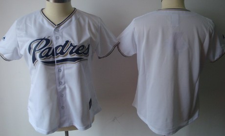 Women's San Diego Padres Customized White With Navy Blue Jersey