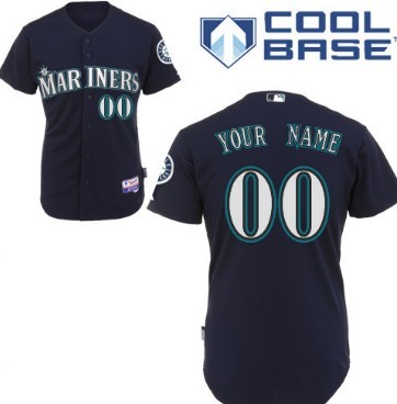 Men's Seattle Mariners Customized Navy Blue Jersey 