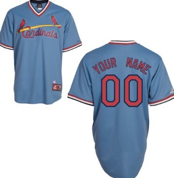 Mens' St. Louis Cardinals Customized Light Blue Throwback Jersey 