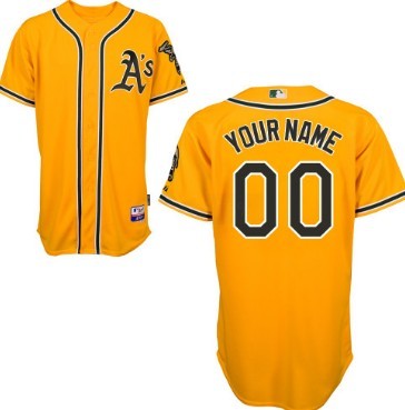 Men's Oakland Athletics Customized Yellow Jersey