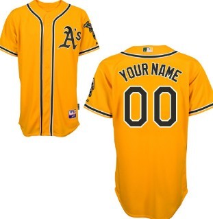 Kids' Oakland Athletics Customized Yellow Jersey