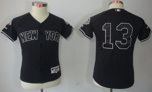 New York Yankees #13 Alex Rodriguez Black Kids Jersey 