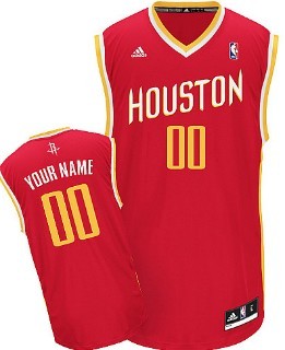 Kids Houston Rockets Customized Red With Gold Jersey