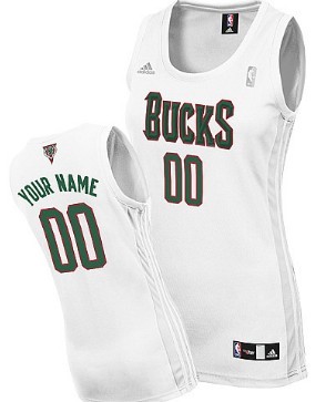 Womens Milwaukee Bucks Customized White Jersey 