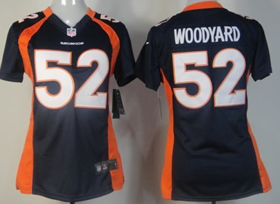 Nike Denver Broncos #52 Wesley Woodyard Blue Limited Womens Jersey 