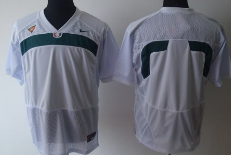 Men's Miami Hurricanes Customized White Jersey 