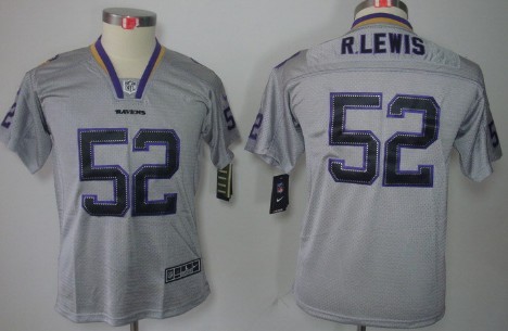 Nike Baltimore Ravens #52 Ray Lewis Lights Out Gray Kids Jersey 