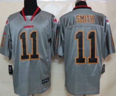 Nike Kansas City Chiefs #11 Alex Smith Lights Out Gray Elite Jersey 