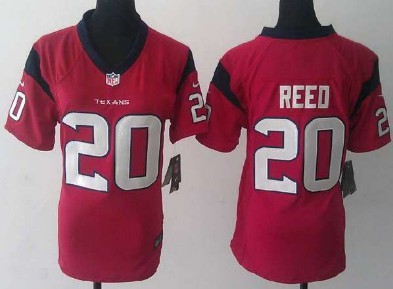 Nike Houston Texans #20 Ed Reed Red Game Womens Jersey 