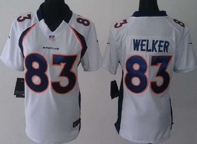 Nike Denver Broncos #83 Wes Welker White Game Womens Jersey 